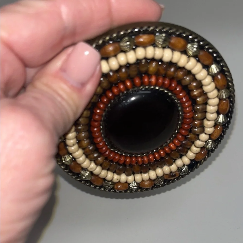 Source Unknown Multicolor Earthy Beaded Belt Buckle